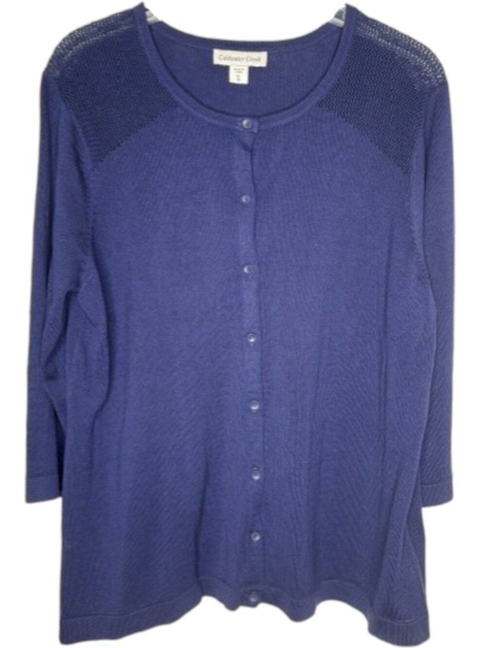 Coldwater Creek Silk Blend Cardigan Shoulder Detail - Navy Blue - XL/16